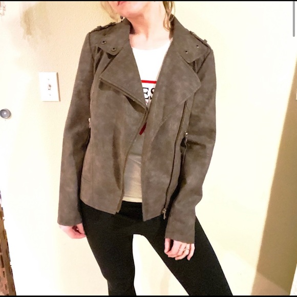 Catherine Malandrino brown vegan leather moto jacket, Small - Picture 2 of 7